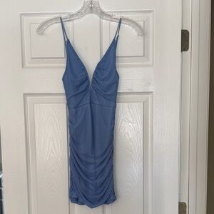 Lucy in the Sky Sky Blue Ruched Mini Dress
